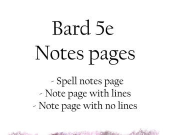 D&D 5E - Bard Note Pages