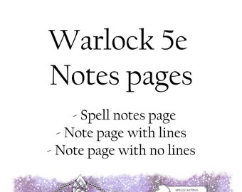 D&D 5E - Warlock Note Pages