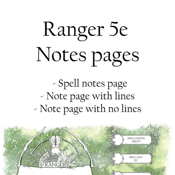 D&D 5E - Ranger Note Pages