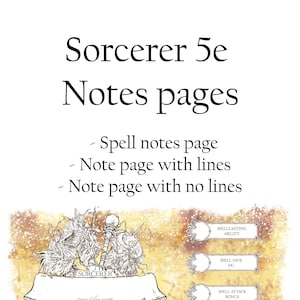 D&D 5E - Páginas de Notas do Feiticeiro