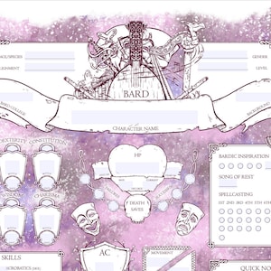 Fillable D&D 5E - Bard - Character Sheets