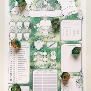 Fillable D&D 5E - Ranger - Character Sheets - Etsy