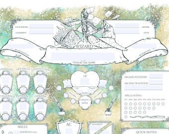 Fillable D&D 5E - Wizard - Character Sheets