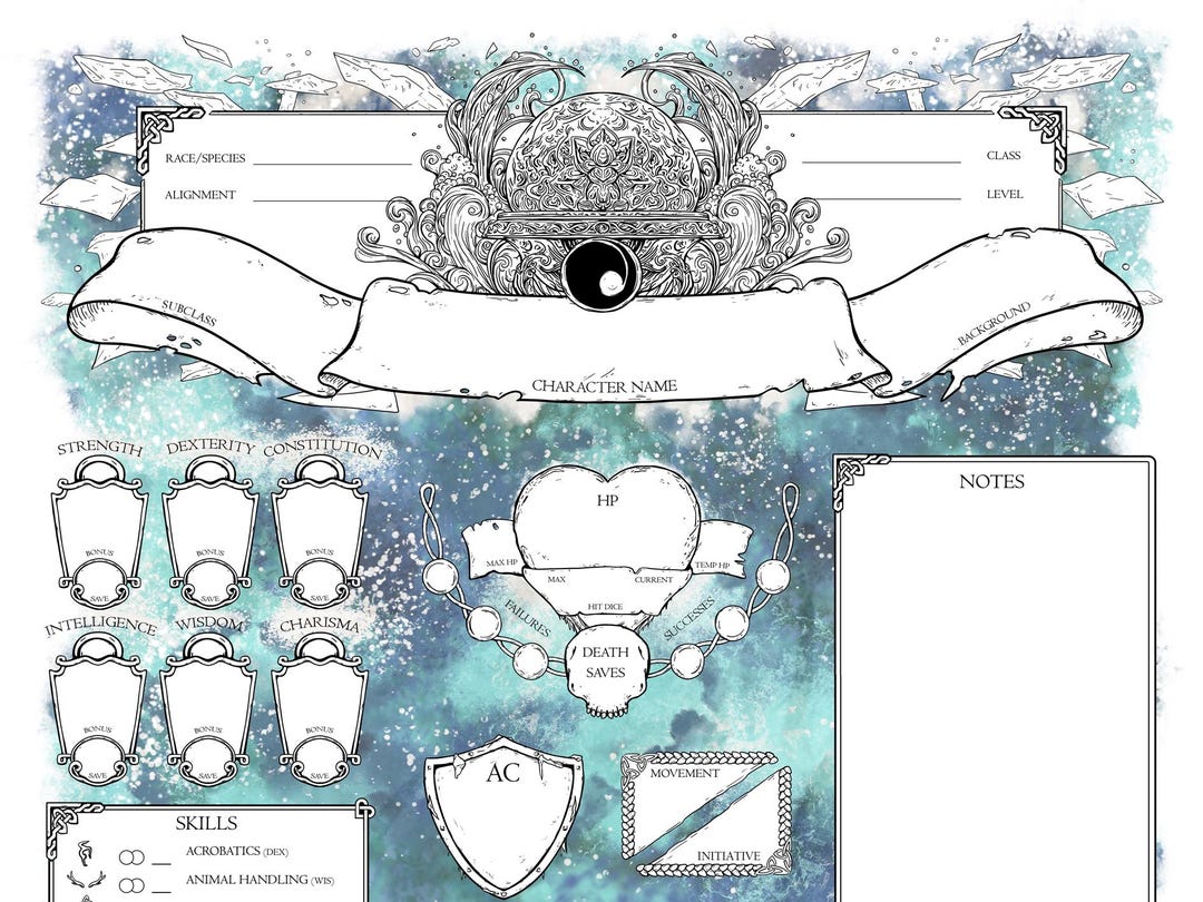 D&D 5E 2024 - Elemental Awakening Water - Character Sheets - 6 Page PDF ...