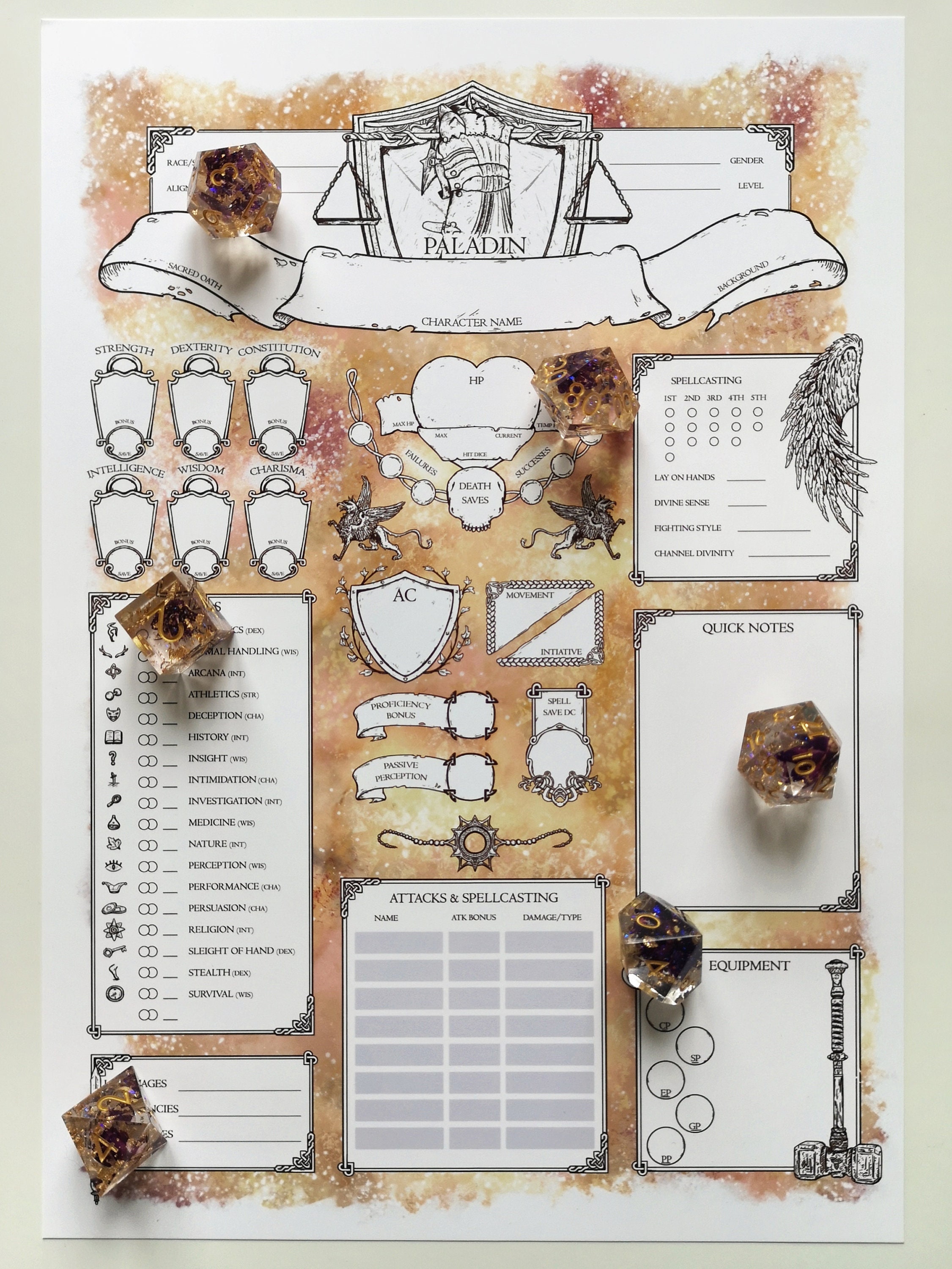 D&D 5E Charakterbögen Paladin Etsy.de