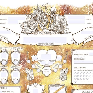 Fillable D&D 5E - Sorcerer - Character Sheets