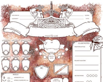 D&D 5E 2024 - Guerrero - Hojas de personaje - PDF de 6 páginas