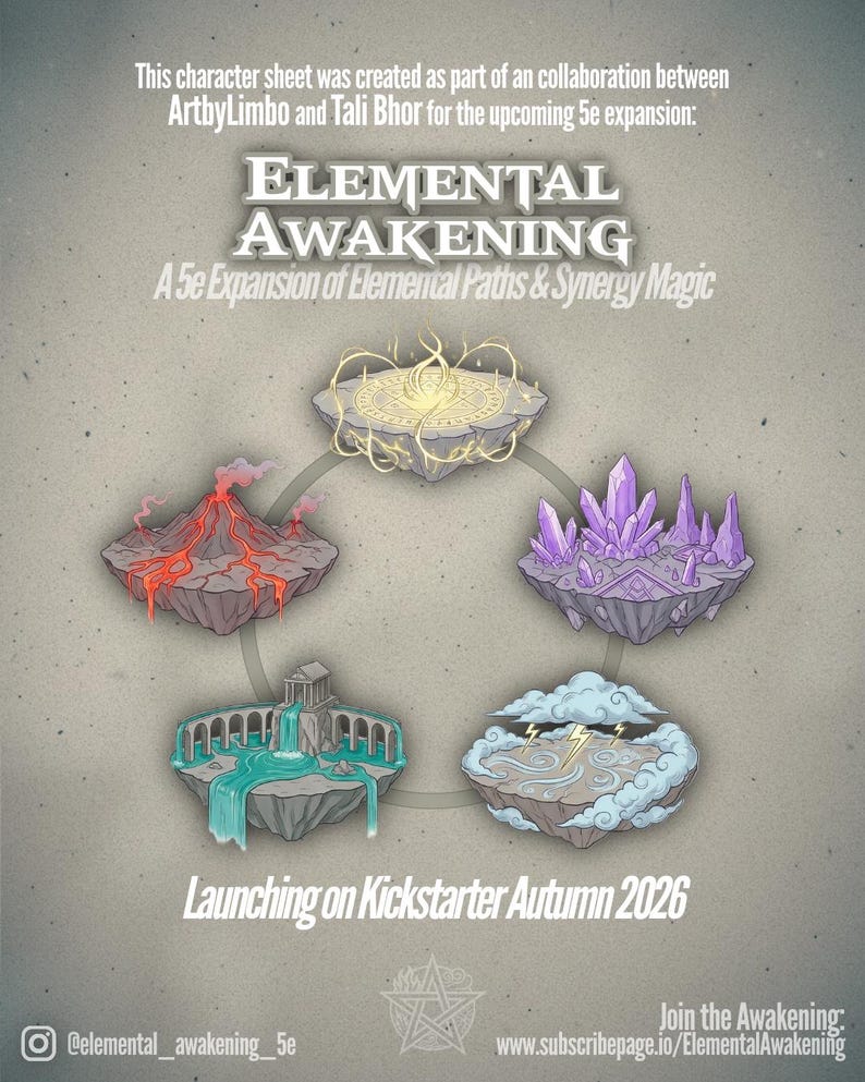 D&D 5E 2024 - Elemental Awakening EARTH - Character Sheets - 6 Page PDF ...
