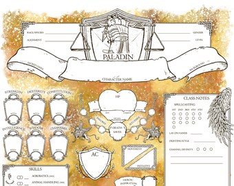 D&D 5E 2024 - Paladín - Hojas de personaje - PDF de 6 páginas