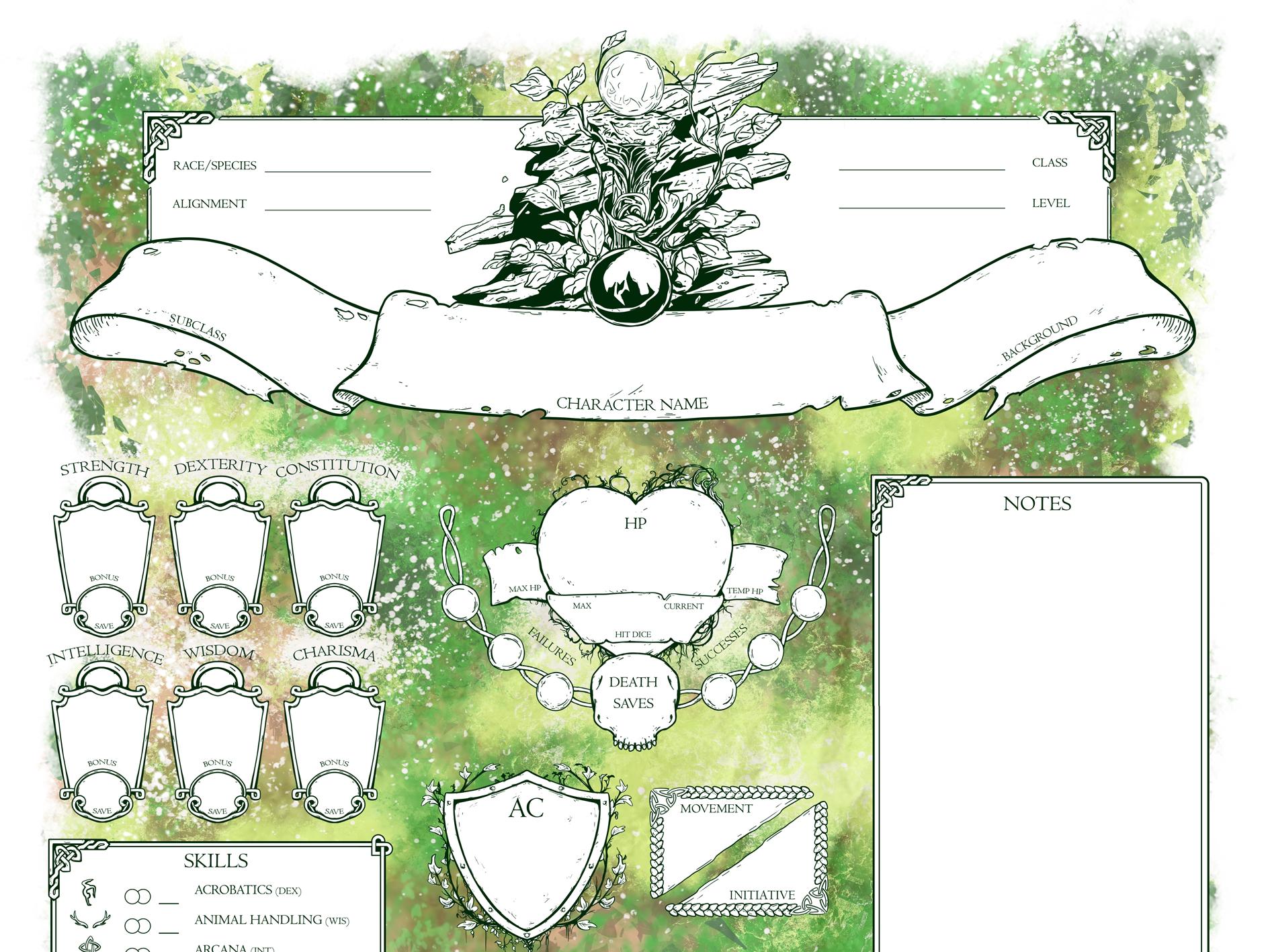 D&D 5E 2024 - Elemental Awakening EARTH - Character Sheets - 6 Page PDF ...