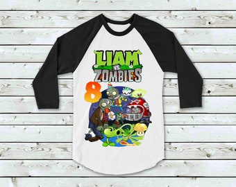 Plants vs zombies Shirt, plants vs zombies birthday customized shirts, plants vs zombies theme party Raglan