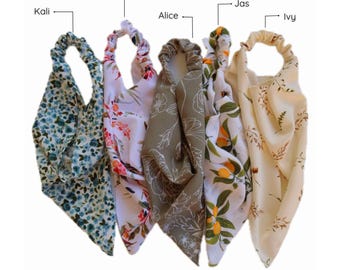 Handmade Cotton Floral Headscarf, Boho Turban Scarf