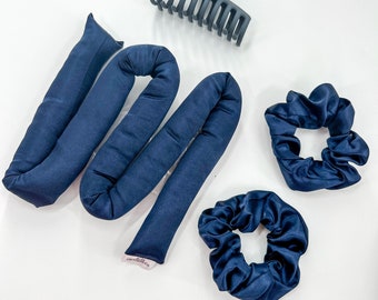 Silky Satin Heatless Hair Curler Ribbon Set with Scrunchies