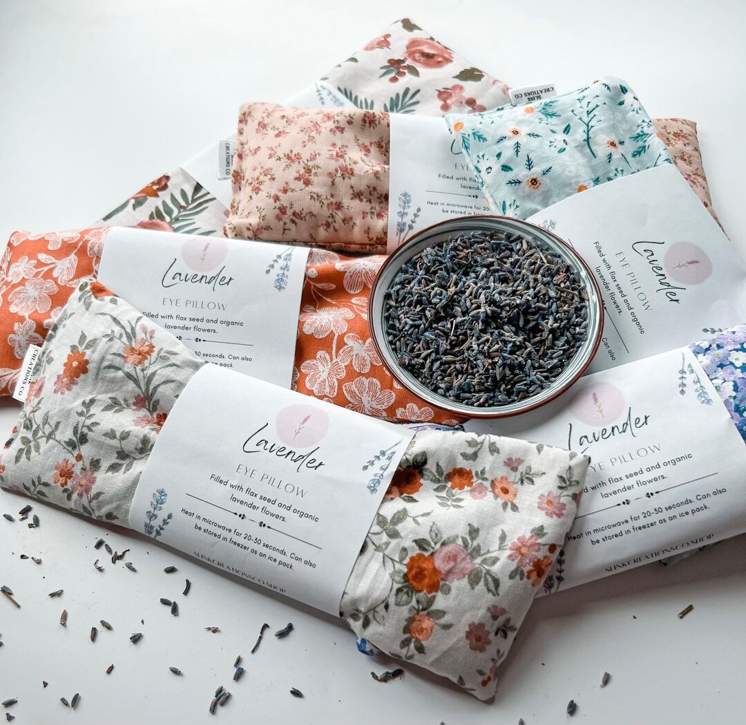 Organic Eye Pillow With Flaxseed Lavender Microwave Heating Etsy UK