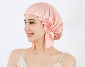 Minimalist Adult Reversible Silk Hair Bonnets For Women, Mulberry Silk Sleep Caps Protective Hairstyle Sleep Cap, Mulberry Silk Night Cap