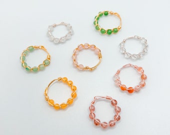 Custom dainty Crystal wire wrapped rings for women, Handmade dainty gemstone healing rings gift ideas, Hippie rings for women, Unisex rings