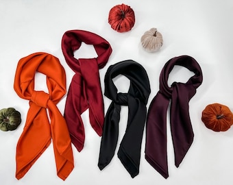 Mulberry Silk Bandana Scarf, Solid Color Head Wrap, 28"x28"