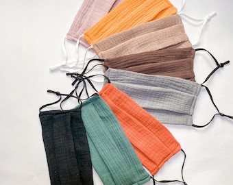 Organic Cotton Gauze Face Mask, Adjustable, with Nose Wire