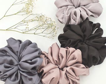 Gothic Mulberry Silk Scrunchie, Dark Shade Hair Tie, Handmade in USA