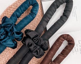 Silk Heatless Hair Curler Set, Satin Scrunchies, Hair Clamp