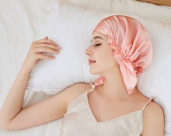 100% Mulberry Silk Sleep Cap  Breathable & Adjustable Sleeping Caps, Silk Hair Wrap Women Night Cap for Curly Hair with Elastic, Women Gift