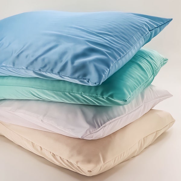 Minimalist silk pillowcase with envelope enclosure, House warming gift idea, Silk pillow cover room decor, Skin hydrating silk pillowcase