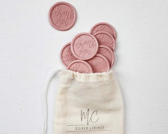 Thank You in Cursive 2 Handmade Wax Seal Stickers / Self-adhesive Wax Seals / Gift Tags