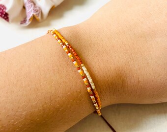 Bracelets set Pearl Miyuki Adjustable in waxed cord, rockery, thin bracelet