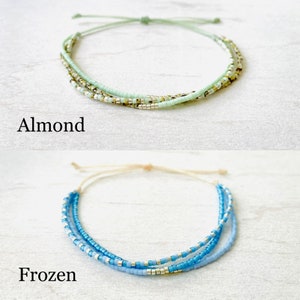 Miyuki Woven Bead Bracelet Adjustable in nylon, seed, fine bracelet image 9