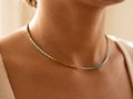 Gold and turquoise Miyuki pearl necklace – Minimalist women’s necklace – Handmade jewelry – Thin gold necklace in mint green boho chic product logo