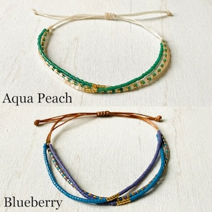 Miyuki Woven Bead Bracelet Adjustable in nylon, seed, fine bracelet image 5