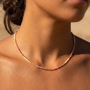 Collier Perles De Culture Miyuki Rose Plaqué Or Blanc 18k – Neuf Avec étiquettes