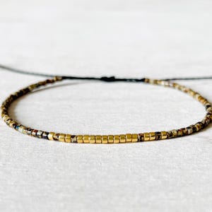 Bransoletka z plecionych pereł Miyuki, regulowany nylon, koraliki nasienne, cienka bransoletka