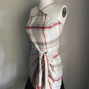 1930er Jahre Reproduktion Playsuit Strand Wrap around Leinen Strampler Größe S 34 Büste 37 Hüfte