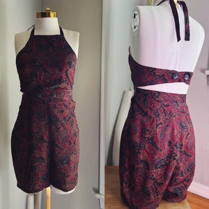 1930er Jahre Reproduktion Playsuit Paisley Print Neckholder Größe S 34 Büste