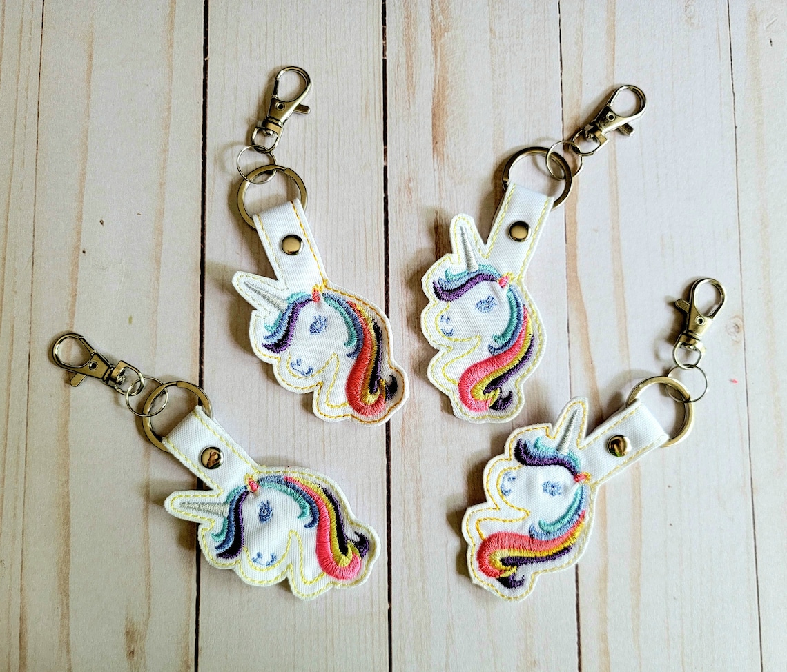 Unicorn Keychain Embroidered Handmade Etsy
