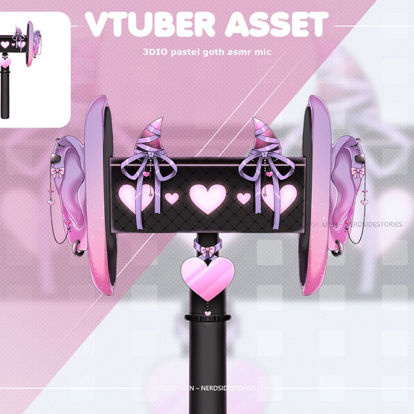VTUBER asset - 3DIO pastel goth mic | ASMR | binaural mic
