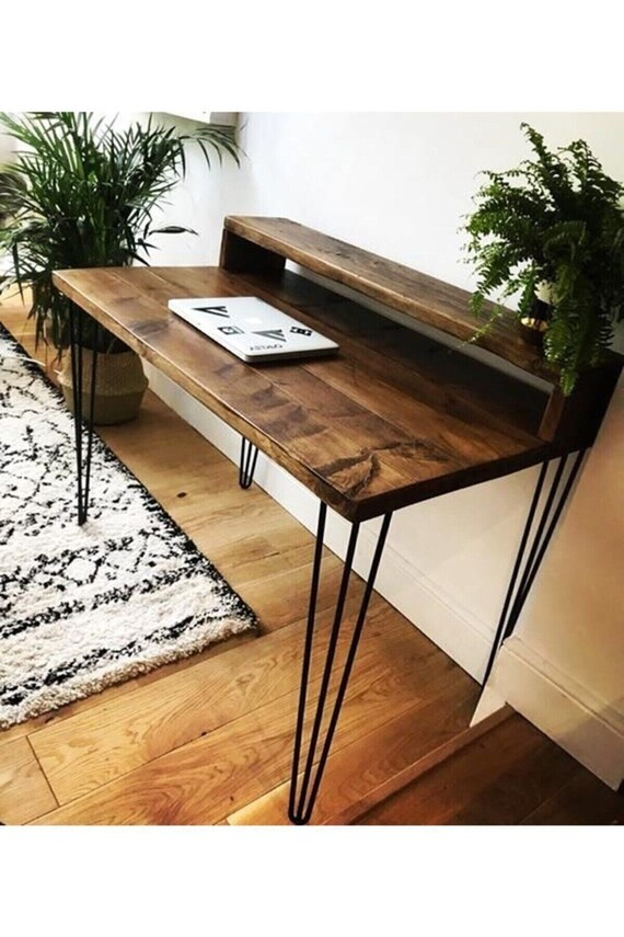 Solid Wood Desk Natural Wood Desk Office Home Living Tables Etsy