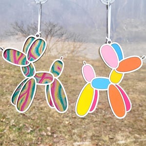 Ballon Hund Fenster Suncatcher Laserfertig geschnitten Datei, SVG Sofortiger digitaler Download. 2 Styles inklusive Basic und Inlay. Clowncore, Kinderkern.