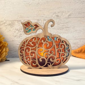 Juego de portavelas con forma de calabaza, archivo SVG listo para corte láser, descarga digital instantánea.