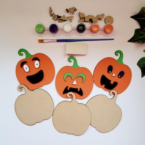Kit de manualidades para niños para hacer calabazas Jack-O-Lantern, archivo cortado con láser, descarga digital instantánea SVG.