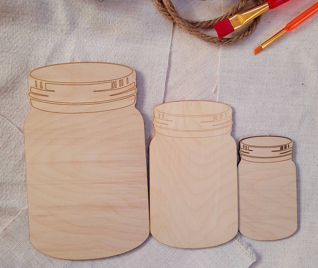 Mason Jar Laser Cut Unfinished Wood Cutouts Assorted Sizes Etsy
