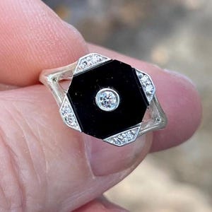 Art Deco Onyx and Diamond Ring