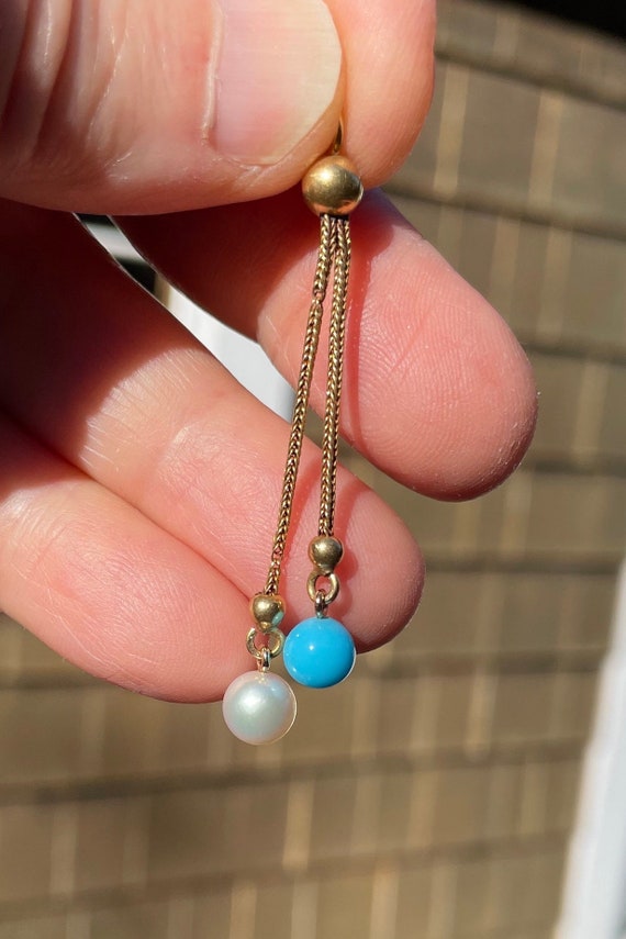 Antique 18kt Pearl and Turquoise Pendant