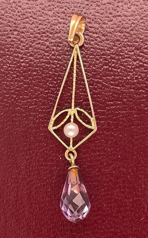 Antique Victorian amethyst pendant - image 3