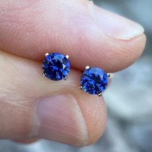 Genuine sapphire stud earrings