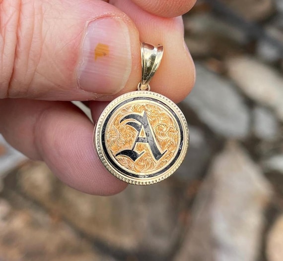 Antique 14k  Initial “A” Pendant - image 2