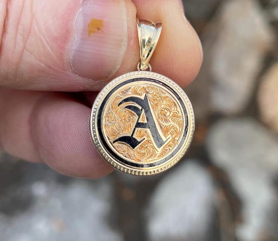 Antique 14k  Initial “A” Pendant - image 1