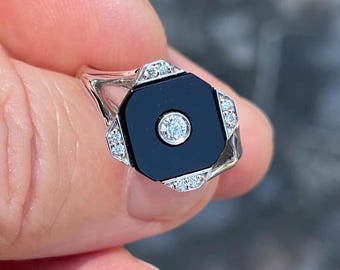 格安SALEスタート！ or Pin Tie Diamond and Onyx Stick Cut European Old / Pin 指輪・リング