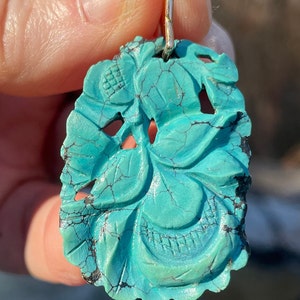 Vintage Carved Turquoise Pendant